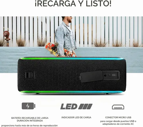 Vista 6 de ION Audio Slam Jam-IPX7 - Altavoz Bluetooth impermeable con micrófono, batería recargable, 15 sonidos de batería, entrada auxiliar y puerto de carga