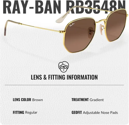 Vista 49 de Ray-Ban RB3548N Lentes planas hexagonales, gafas de sol cuadradas y redondas con kit oficial de gafas