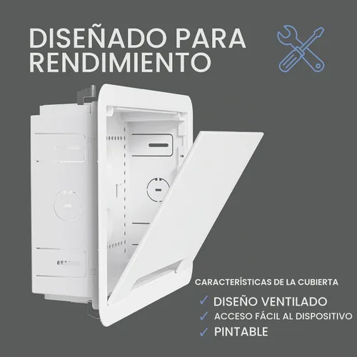 Vista 7 de Legrand - OnQ ENP0905NAV1 – manejo de cableado, caja de multimedia de pared, recinto de cableado estructurado de doble propósito con soporte