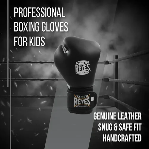 Vista 2 de CLETO REYES Guantes de boxeo profesionales para niños, niñas y niños, entrenamiento, sparring y perforación, MMA, kickboxing, Muay Thai, cuero