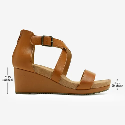 Vista 2 de Dream Pairs - Sandalias con plataforma de cuña para mujer, con punta abierta y correa para el tobillo con hebilla, para el verano