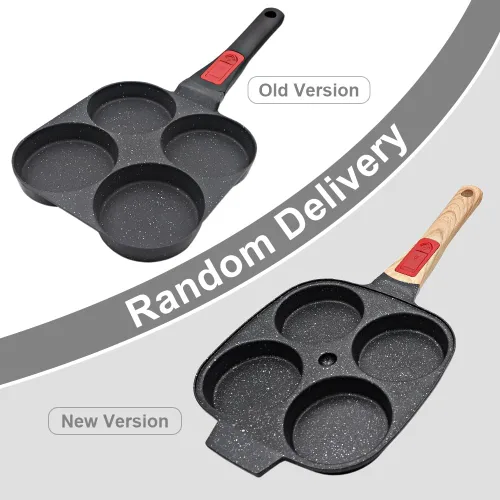 Vista 2 de RANX INGST Sartén para huevos de inducción, sartén antiadherente para panqueques de 4 tazas con mango desmontable, sartén para hamburguesas, sartén