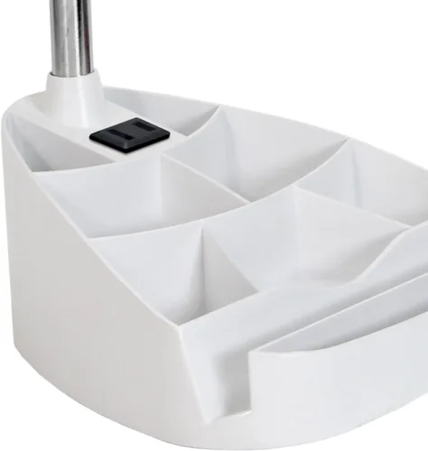 Vista 6 de Simple Designs LD1094-WHT - Lámpara de escritorio todo en uno de cuello de cisne de 18.5 pulgadas con soporte para iPad, soporte para libros y Blanco