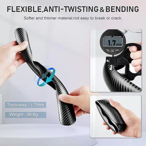Vista 5 de Cartist Funda de volante de fibra de carbono, antideslizante, para hombres y mujeres, duradera, accesorio universal para automóvil (negro)