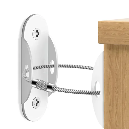 Vista 13 de RORMGO Anclajes antipunta para muebles (6 unidades), anclajes para muebles a prueba de bebés, correas de terremoto para muebles, aparador, pared