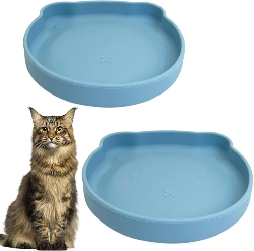 Vista 9 de Tazón de silicona poco profundo para perros, tazones de comida para gatos de 7 pulgadas, platos planos para cachorros, lindos platos para fatiga
