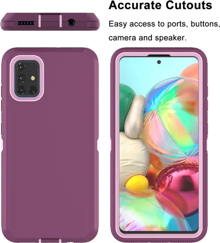 Vista 3 de Funda para Galaxy A51 4G (no compatible con la versión A51 5G), a prueba de golpes, resistente, de plástico duro, parachoques de goma de plástico
