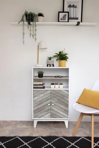 Vista 2 de d-c-fix Papel de contacto autoadhesivo de grano de madera gris cheurón, impermeable, extraíble, vinilo decorativo para cocina, encimeras, armarios
