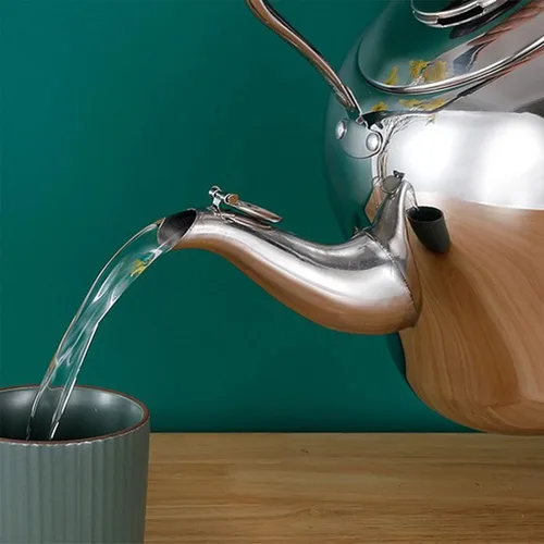 Vista 5 de Hervidor de té silbante, estufa de hervidor de té de acero inoxidable de 2L con mango anti-caliente, ollas de té hirviendo de agua caliente