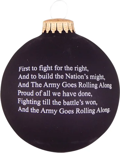 Vista 3 de Christmas by Krebs 80 mm (3 1/4") Fabricadas en los Estados Unidos Adorno de bola de Navidad patriótico, con logotipo y himno de vidrio sin uniones