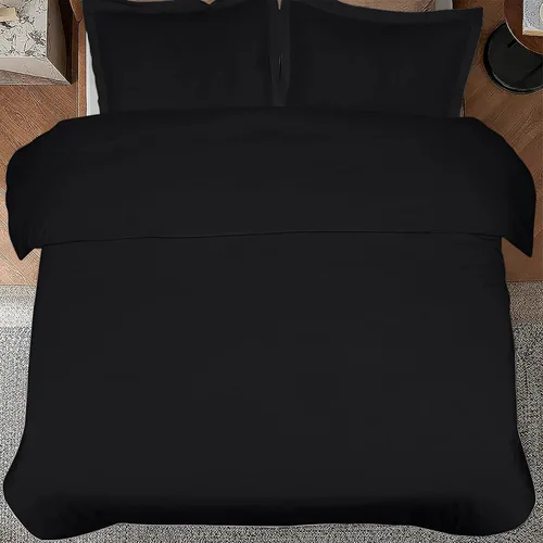 Vista 8 de ROYALE LINENS Funda de edredón negra tamaño individual – Fundas de edredón de 2 piezas – Cierre de cremallera – 1 funda de edredón individual de 68