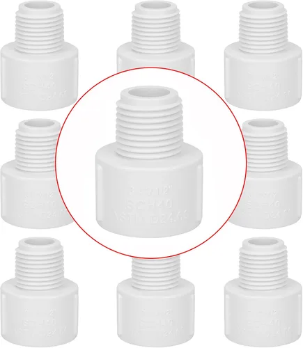 Vista 15 de Paquete de 8 accesorios de tubería de PVC de 1 pulgada x 3/4 pulgadas con codo de 90 grados (enchufe x zócalo) Schedule 40 PVC Slip Reductor 90°