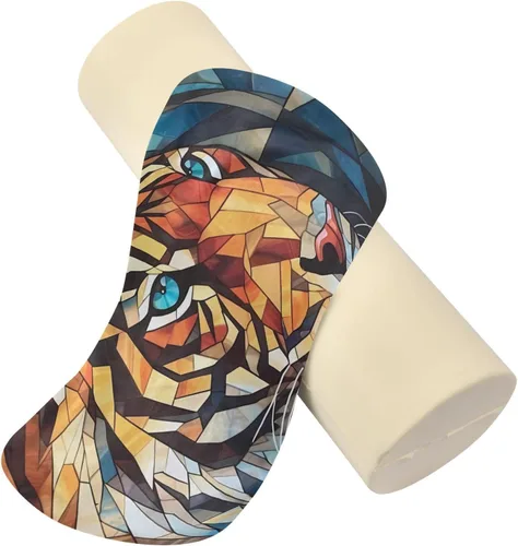 Vista 2 de Style Tigers Amarillo Yoga Meditación Almohada Almohada de Cuello Redondo Almohada Redonda Forma Cilindro Almohadas Decorativas Almohada Cama Coche