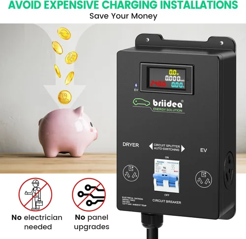 Vista 2 de Briidea Interruptor de alimentación automático para secadora y EV, carga rápida tu EV, NEMA 10-30