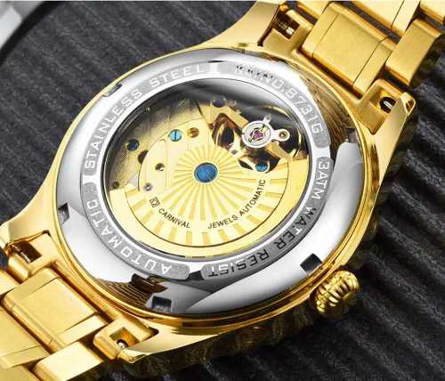 Vista 4 de Mens tourbillon Multifunction Calendar Sapphire Full Gold Automatic Waterproof Watches