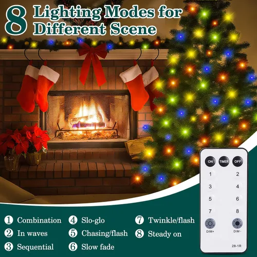 Vista 2 de HYH Luces de Navidad para Exteriores 1000 LED 328 Pies Luces de Cadena Multicolor, IP67 Impermeable Interior Luces de Hadas de Navidad Multifunción
