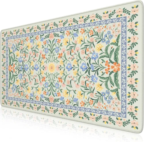 Vista 25 de iCasso Alfombrilla de mouse estética pequeña con diseño floral, mini alfombrilla de mouse portátil rosa, antideslizante y cómoda, de tela para mouse