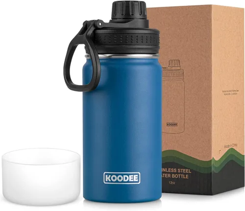 Vista 102 de koodee Botella de agua para niños, botella de agua de acero inoxidable de 12 onzas con aislamiento al vacío para la escuela, botella de agua de boca