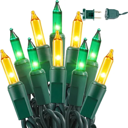 Vista 13 de BrizLabs Luces de Navidad transparentes, 50 unidades, luces incandescentes blancas cálidas, mini cadena de luz conectable, luces de árbol de Navidad