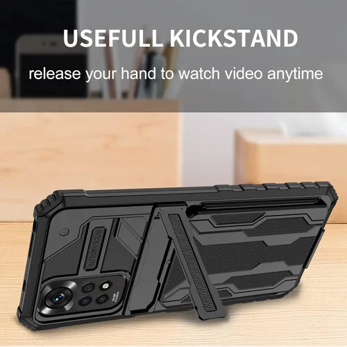Vista 8 de Asuwish Funda de teléfono para Xiaomi Redmi Note 11S/11 4G con cubierta protectora de pantalla de vidrio templado y soporte delgado para tarjeta