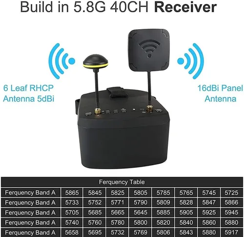 Vista 3 de EV800D FPV Gafas con DVR 5.8G 40CH 5 pulgadas 800x480 Antena integrada para cámara analógica FPV y transmisor FPV Drone RC Car