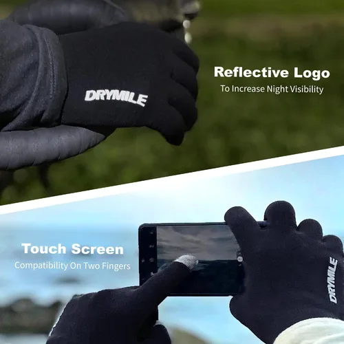 Vista 3 de DRYMILE Guantes impermeables Guantes de mano cálidos de mezcla de lana de nieve de invierno para hombres y mujeres trabajo, senderismo, esquí
