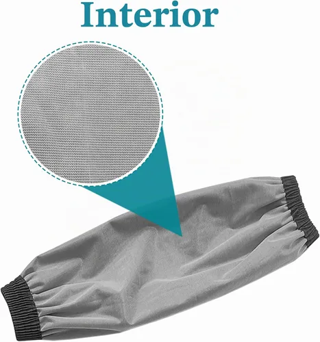 Vista 5 de Yzurbu Fundas para brazos, protector de poliuretano para brazo con puños elásticos, impermeable, resistente al aceite, resistente al ácido Negro - 2