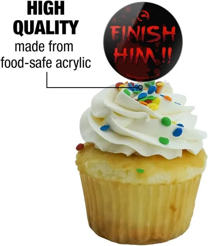 Vista 3 de Mortal Kombat Klassic Finish Him - Juego de 6 piezas para decoración de cupcakes