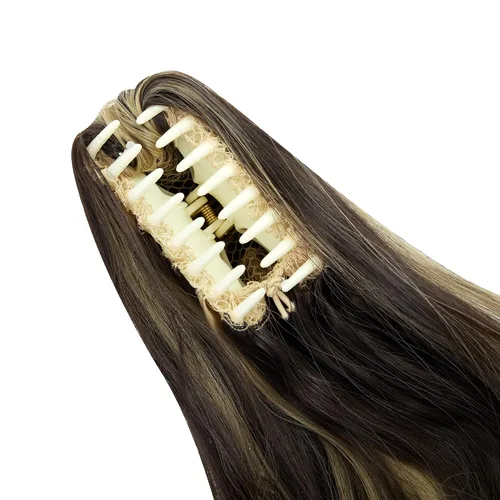Vista 6 de Extensión de cola de caballo de 18 pulgadas 20 pulgadas, rizado, ondulado, recto, clip en el postizo de una pieza de una pieza de mandíbula larga