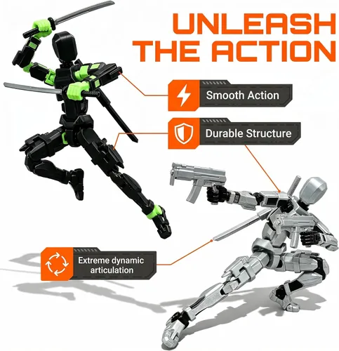 Vista 4 de Titan 13 Figuras de acción, robot simulado multiarticulado 13 figuras de acción 3 piezas