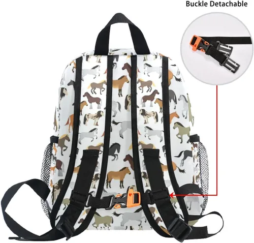 Vista 5 de Mochila personalizada con nombre para niños, linda mochila de caballo para viajes de guardería, bolsas de libros preescolares con nombre