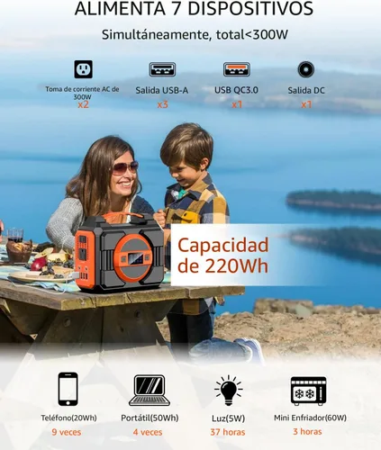 Vista 4 de Generador de Energía Solar de 300W Nominal, Estación de Energía Generador Solar Portátil con Paneles Solares de 40W Incluidos, Banco de Energía