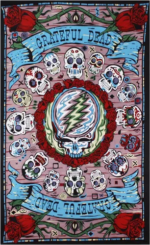 Vista 4 de Sunshine Joy 3D Grateful Dead Mini Tapiz Mexicali Skull Wall Art 30x45 pulgadas