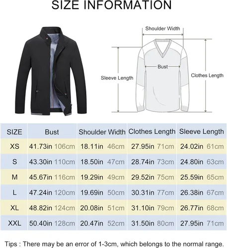 Vista 2 de HaoMay Chaquetas ligeras con cremallera completa para hombre
