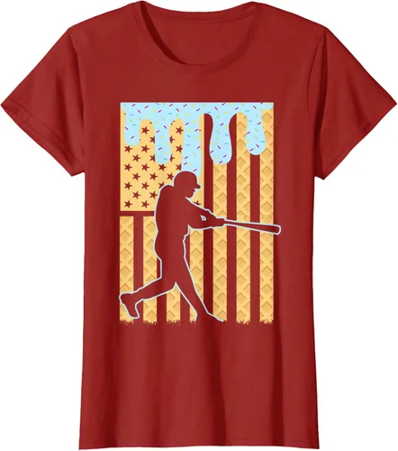 Vista 50 de Camiseta de béisbol Drip Boys Dripping Ice Cream Baseball American Flag, Negro -, Pequeña