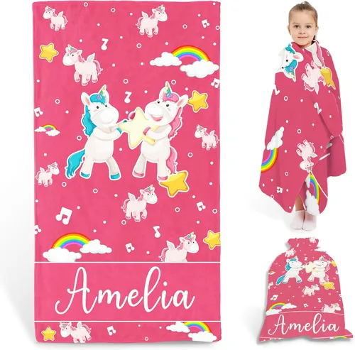Vista 12 de Toallas de playa personalizadas de flamenco para niños y adultos, toalla de playa con nombre personalizado para niños y niñas, toalla de baño
