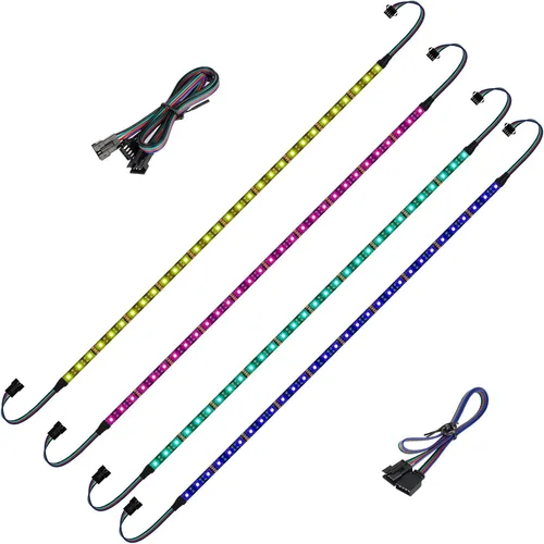 Vista 9 de BTF-LIGHTING WS2812B - Tira de luz IC para PC, 2 unidades, 19 pulgadas, direccionable individualmente para cabezales LED de 5 V y 3 pines para Asus