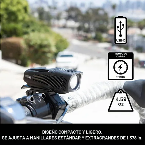 Vista 2 de NiteRider Lumina Micro 950 Luz delantera para bicicleta/Vmax+ 180 luces traseras para bicicleta, paquete combinado - Luces LED para bicicleta