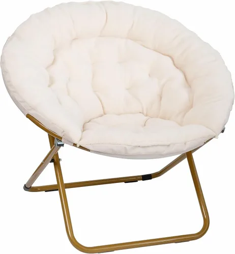 Vista 17 de Flash Furniture Gwen - Silla plegable de gran tamaño con otomana, silla lunar de piel sintética, marco de acero duradero, para dormitorio
