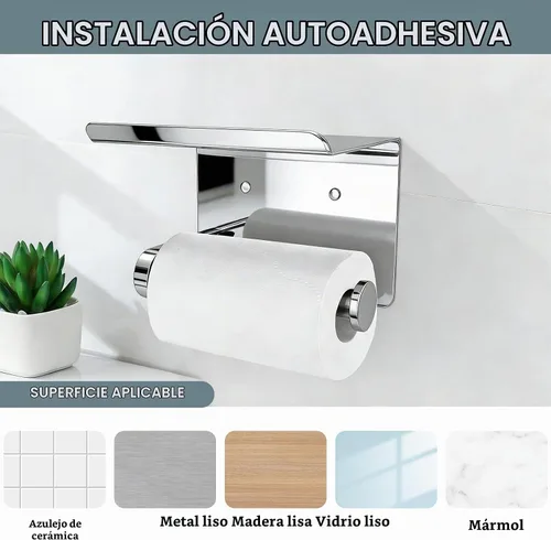 Vista 5 de SetSail Portarrollos de papel higiénico con adhesivo para estantes o espejo cromado