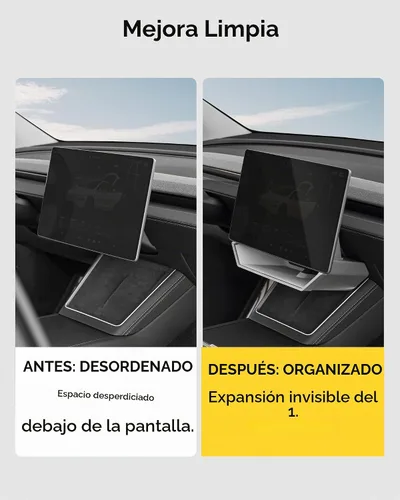 Vista 7 de 3W Magnetic Under Screen Storage Box for Tesla Model Y Juniper 2025-2026 White