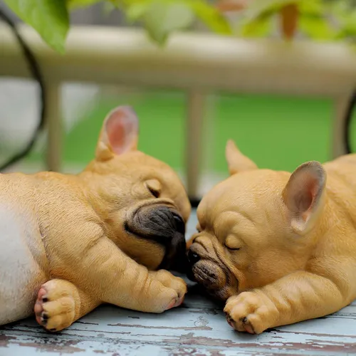 Vista 6 de Escultura de jardín para patio al aire libre, estatua decorativa – Bonita estatua de cachorro de bulldog francés para mascotas, regalo de figura