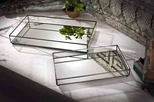 Vista 4 de J Devlin - Bandeja de cristal con espejo para tocador de baño, decoración TRA 108