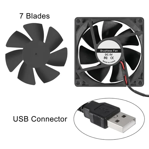 Vista 6 de 4pcs 8025 Ventilador de enfriamiento 3.150x3.150x0.984 in DC 5V USB Cooler Brushless 3.150 in XH2.54 para DIY PC PC PC Case (5V USB)