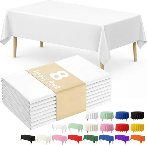 Vista 14 de Fixwal Mantel de plástico negro desechable de 54 x 108 pulgadas, mantel rectangular impermeable, paquete de 5 para graduación, decoración de fiesta