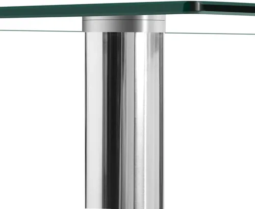 Vista 4 de Mesa de comedor de cristal para 6 personas con parte superior de vidrio templado transparente de 52 pulgadas, mesa de cocina de vidrio rectangular