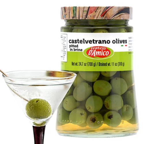 Vista 3 de FRATELLI D'AMICO Castelvetrano Aceitunas verdes sicilianas, aceitunas naturales, 24 onzas