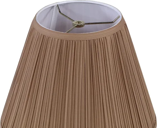 Vista 4 de Aspen Creative 32072, pantalla de araña de transición imperio rígido, hongo plisado siena marrón, 7 pulgadas superior x 13 pulgadas parte inferior x