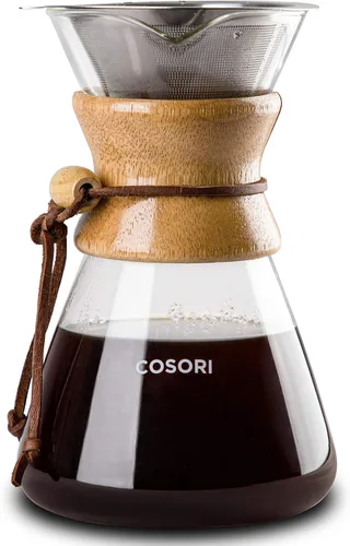 Vista 5 de COSORI Hervidor eléctrico de cuello de cisne inteligente Bluetooth con control de temperatura variable, negro y cafetera para verter sobre con acero