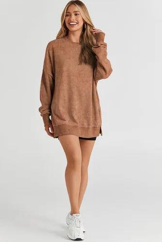 Vista 57 de SHEWIN Sudadera casual de manga larga con cuello redondo para mujer, ligera, holgada